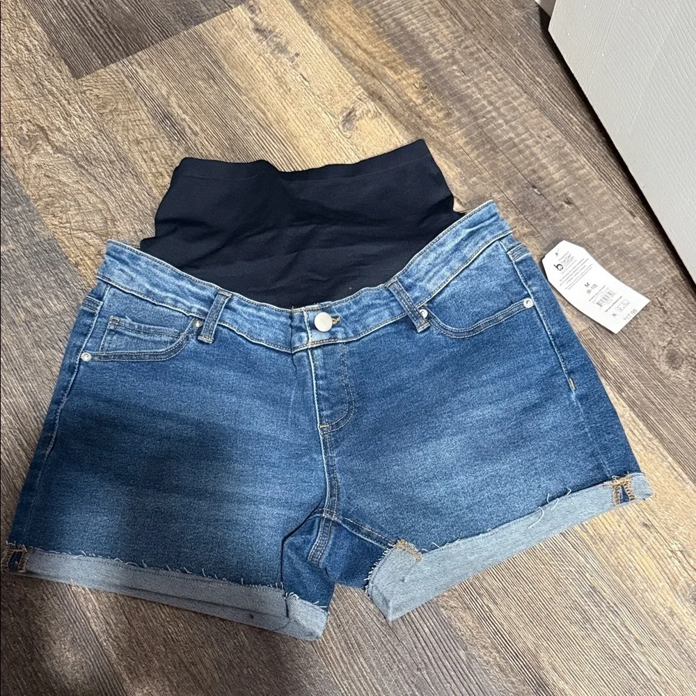 Denim Blue Women's maternity Shorts - Picture 1 of 9